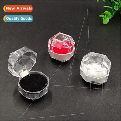 Transparent plastic flip-top ring box earring box small pend