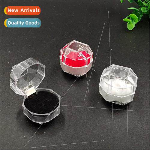 Transparent plastic flip-top ring box earring box small pend