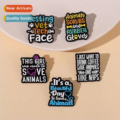 Brooch corsage colorful English letters small phrase metal v