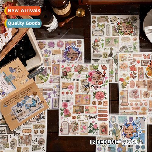 Japanese paper stickers mountain house flowers fresh retro p