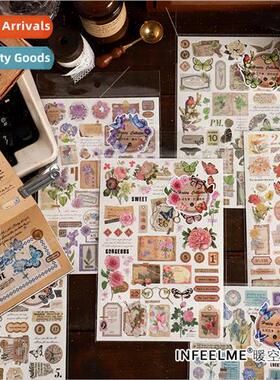 Japanese paper stickers mountain house flowers fresh retro p