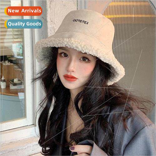 Double-sided wear buckskin velvet bucket hat girls fall and