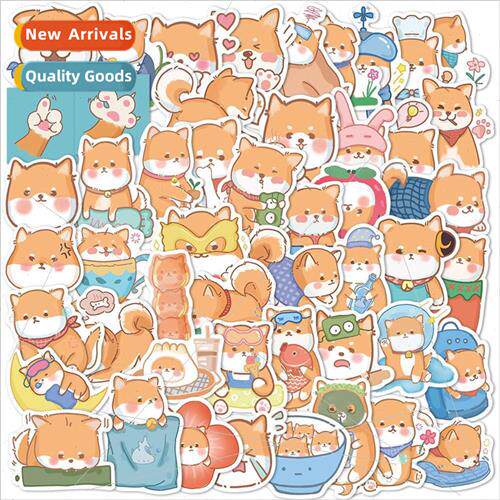 50 cartoon shiba inu handbook stickers waterproof luggage wa