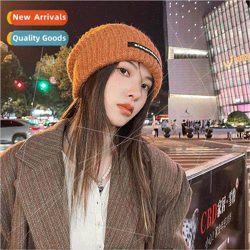 Knitted cap female fall and winter big head circumference th
