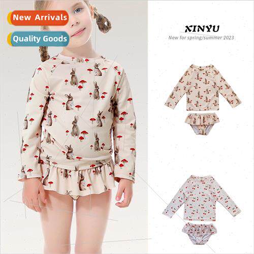 23 years new childrens swimsuits girls long-sleeved sunscree