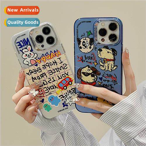 Niche square English rabbit 适用 Apple 13/12ProMax Phone Cas