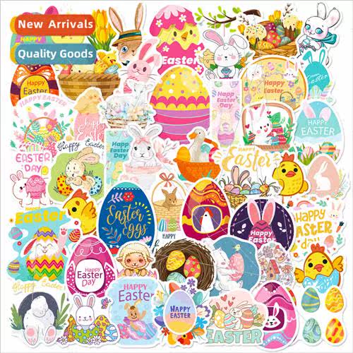 50 Easter Cartoon Stickers Easter Decoration Easter Bunny Eg