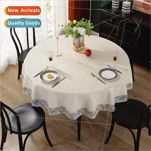 Waterproof anti-scald oil-free washable round tablecloth - h