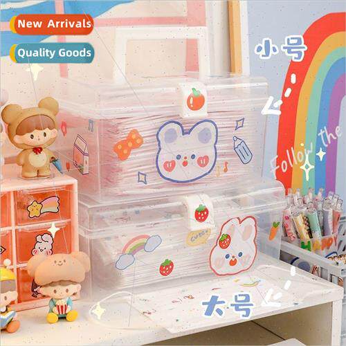 Portable storage box handheld transparent cosmetics dustproo