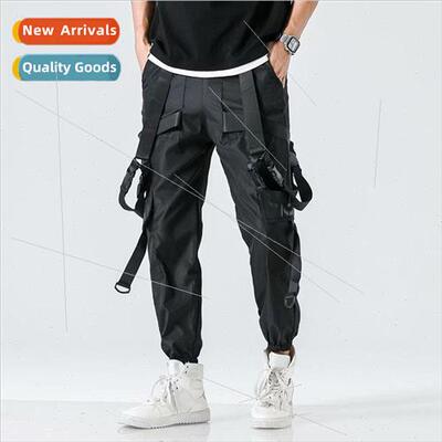 Autumn national cargo work pants men  hip-hop loose high set