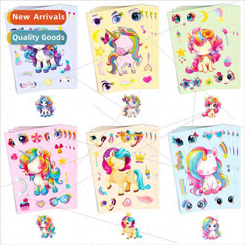 6/pack rainbow pony new cartoon cute wind face swap stickers