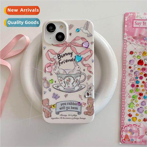 Cartoon Play Cup Bunny Bear 适用 iPhone 13/12Pro Max Case Ap
