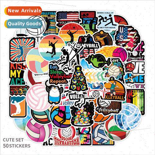 50 -repeating volleyball doodle stickers suitcase luggage gu
