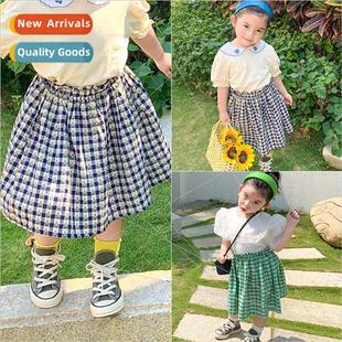 Korean 2021 summer new plaid childrens girls skirt