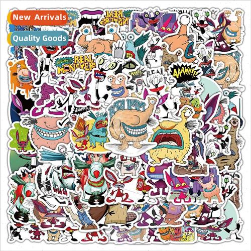 There are monsters graffiti stickers luggage guitar phone ca