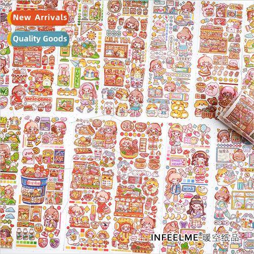oil and paper stickers small cute diary cartoon characters h