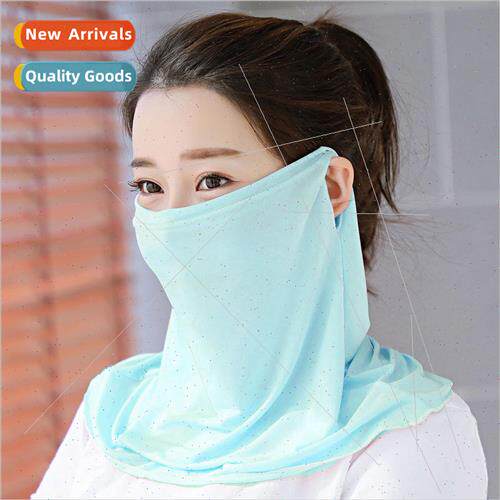 Solid color hundred with sun mask summer neck guard against