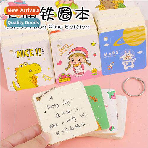 Cartoon blank word book students carry portable notepad diar