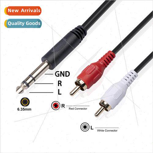 Double Lotus red and white plug 6.35 male to dual RCA male a