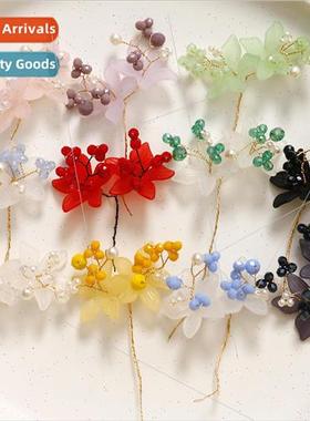 Fairy  frosted crystal bell orchid bouquet diy handmade weav