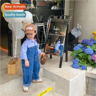 2023 fall jumpsuit childrens cas denim wear girls Korean new