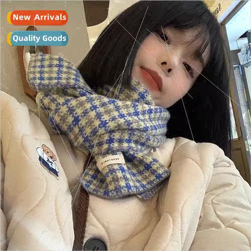 Plaid knitted scarf female winter Korean  of the spring and