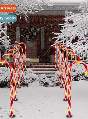 New solar candy cane lights stars snowflake hanging cane lig