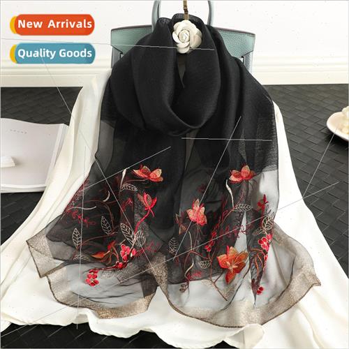 lk wool embroidery womens scarf sunscreen elegant mulberry s