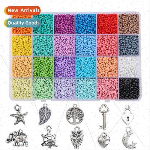 24 Grid Glass Rice Beads Set 3mm Solid Color Baked Lacquer B