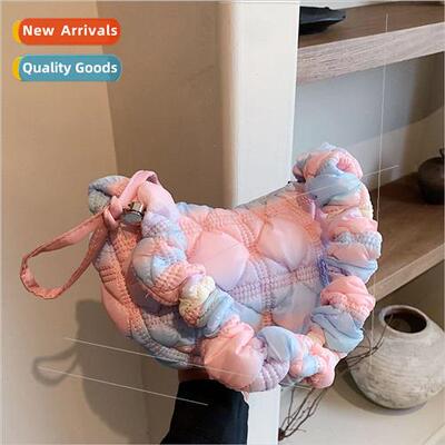Bag 2023 new Korean embroidery line diamond lattice bubble b