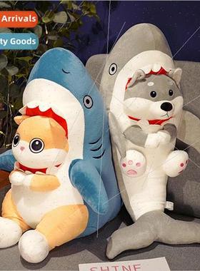 Cute shark dog shark cat plush toy doll children sleep pillo