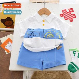 baby cott sleeved piece two lapel suit shirt polo short Boys
