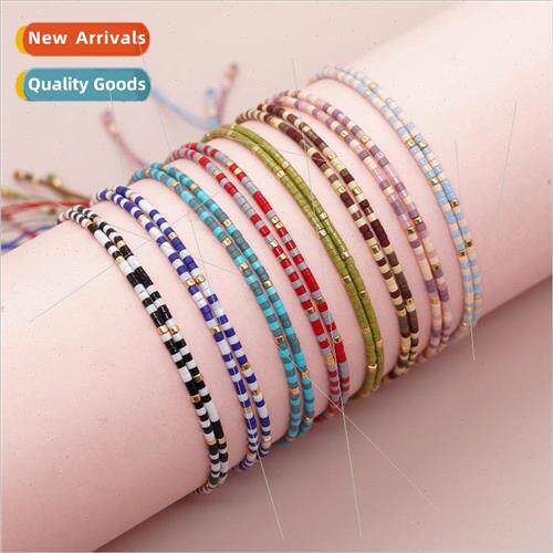 Ins Jewelry Double Layer Clashing Color Rice Beads Handmade