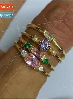 New 18K Gold Plated 4 Piece Ring Set mple Set Zirconia Ring