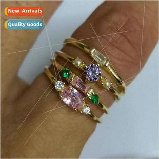 New 18K Gold Plated 4 Piece Ring Set mple Set Zirconia Ring
