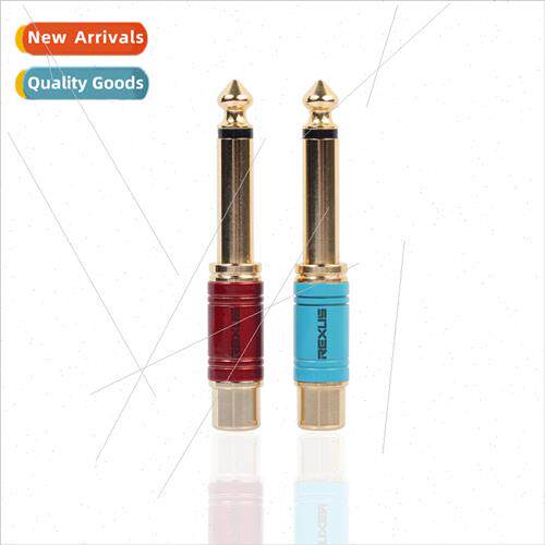 New red and blue color gold-plated mono 6.35 male to rca fem