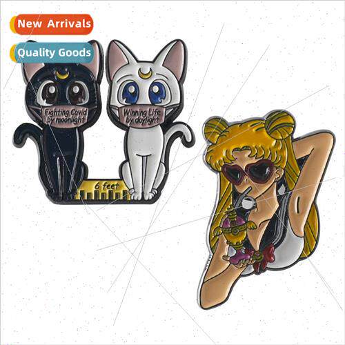 New anime  American Girl Warrior black cat na white cat Arte