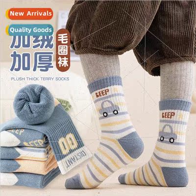 Childrens socks fall and winter padded thickened warm terry