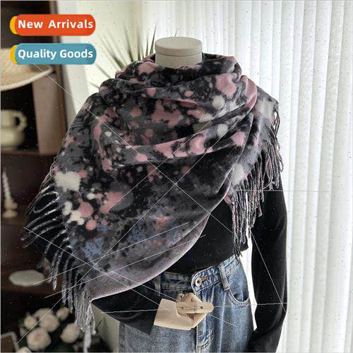 Autumn and winter new scarf female collision color printing