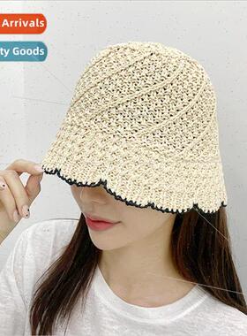 Korean  of the lace crochet fisherman hat female sweet hollo