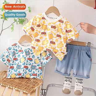 shirt boys piece two jeans sleeved short suit Childrens