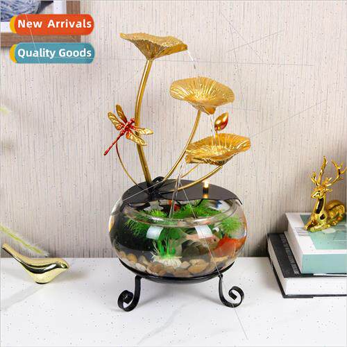 Desktop small 适用tune flowing water ornaments glass fish ta