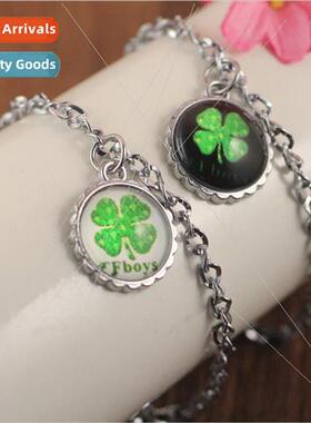 tfboys new four-leaf clover bracelet time gemstone hand jewe