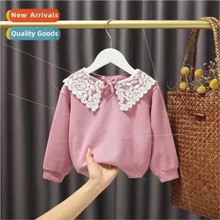 Korean lace Chao sweater sleeved fall long Girls bow