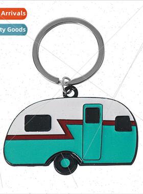 Creative cute cartoon camper van small car model keychain pe