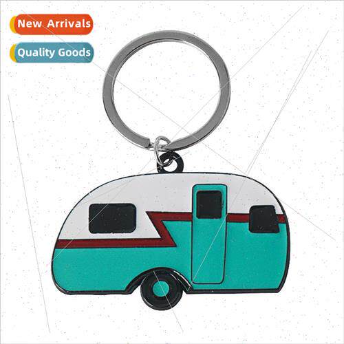 Creative cute cartoon camper van small car model keychain pe
