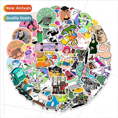 100 cartoon skateboard series graffiti stickers refrigerator