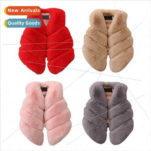 Childrens rabbit fur vest 2022 fall and winter new girls imi