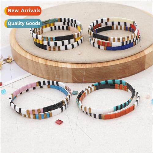 Fashion Colorblock Beaded Square Very Small Bohemian Ethnic