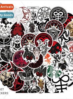 50 -repeating Satanism Satanic graffiti stickers suitcase lu
